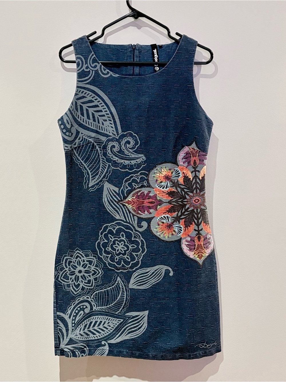 Desigual Sibylle Denim Mandala Paisley Shift Mini Dress - Size 40 / US 8 - Picture 2 of 9